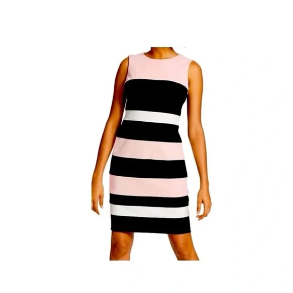 Tommy Hilfiger Scuba Crepe Colorblock Sheath Dress - Picture 1 of 5
